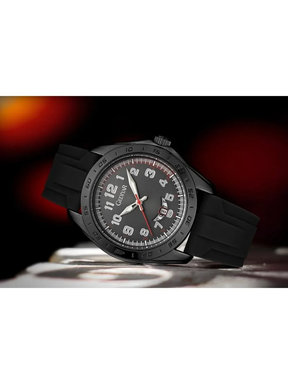 Men's Black Analog Quartz Rubber Silicone Band Arabic Numbers Casual Wrist Watch
